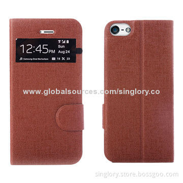 Leather Cases for iPhone 5S with Credit Card Holder and Button Closure